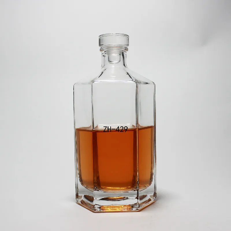 Hexagon Shape Spirits Glass Bottle