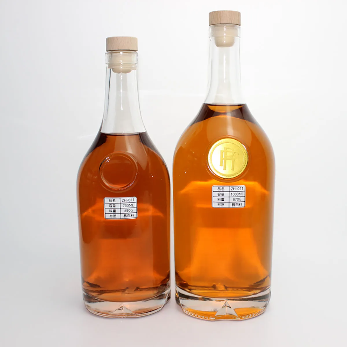 Brandy Glass Bottle With Metal Label