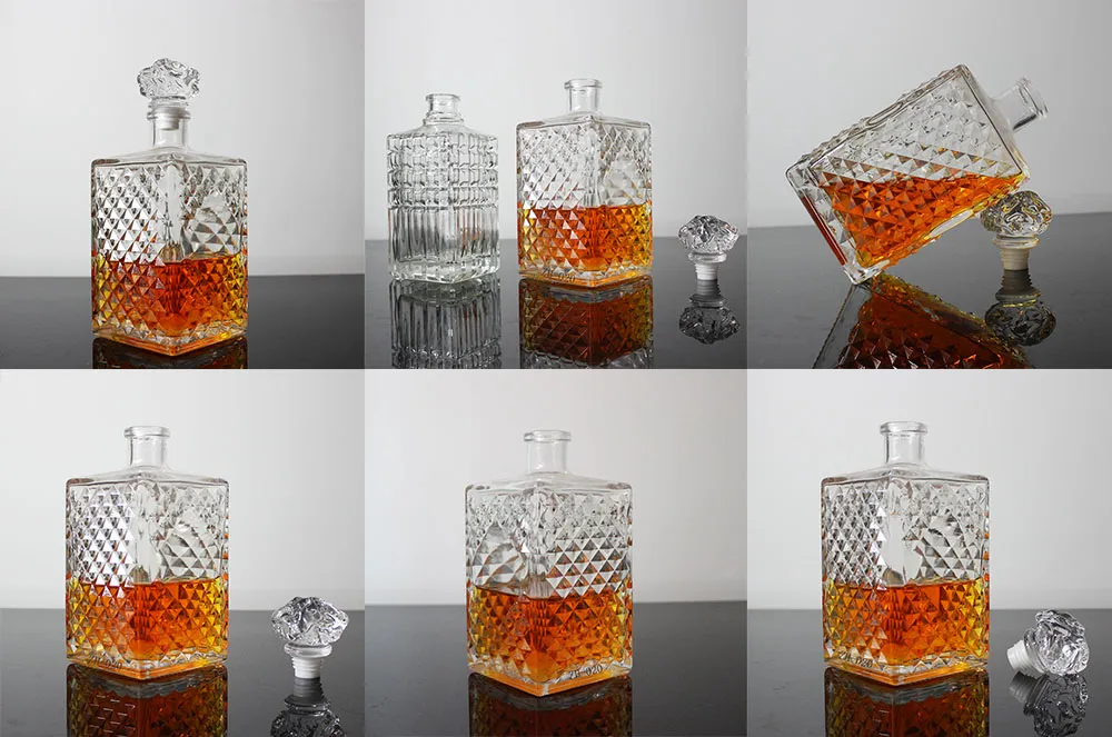 Square Engraved Design Whisky Bottle