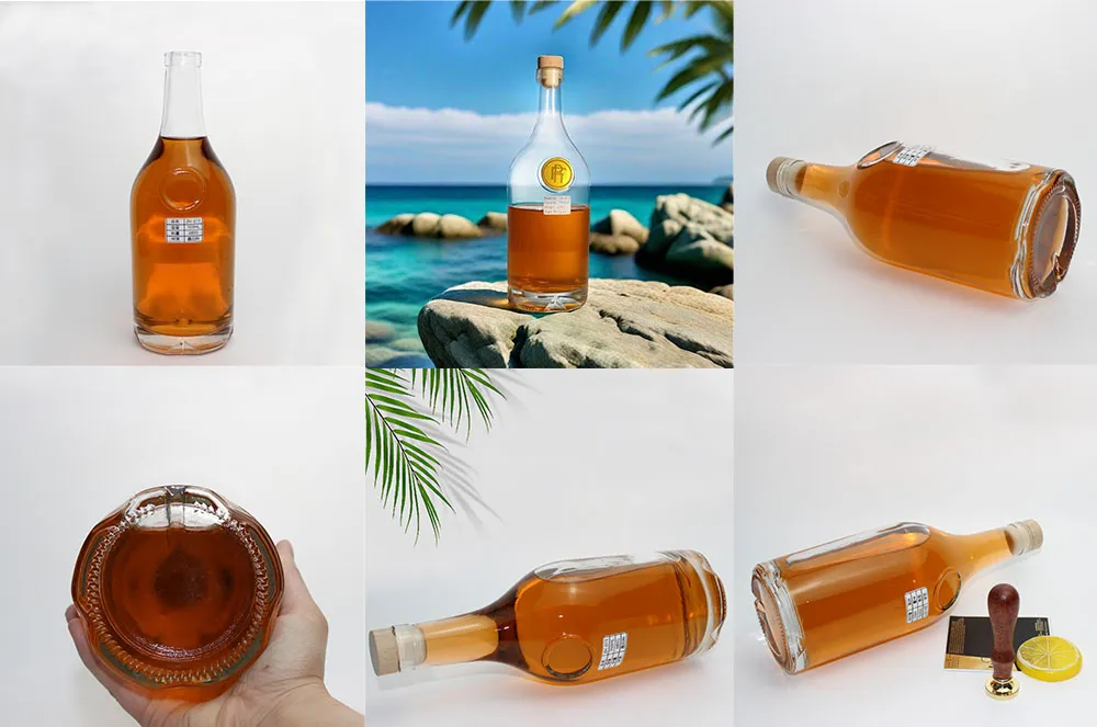 Brandy Glass Bottle With Metal Label