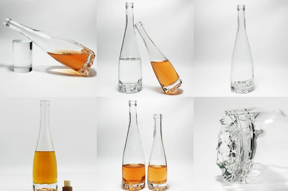330ml 660ml Long Neck Flower Shape Bottom Spirits Bottle
