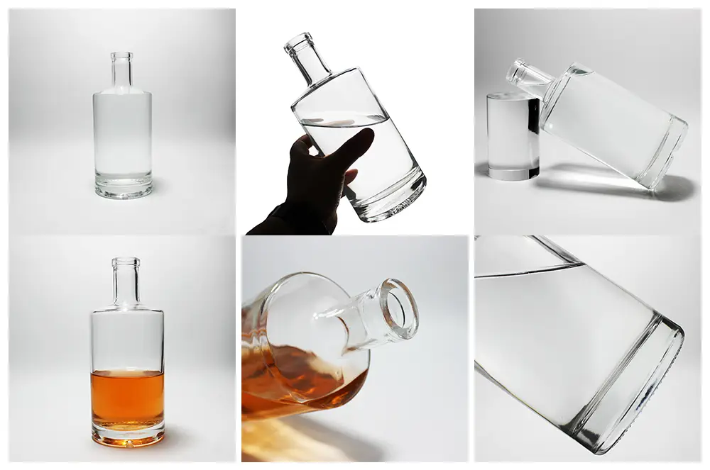 Flat Shoulder Vodka Rum Glass Bottle 