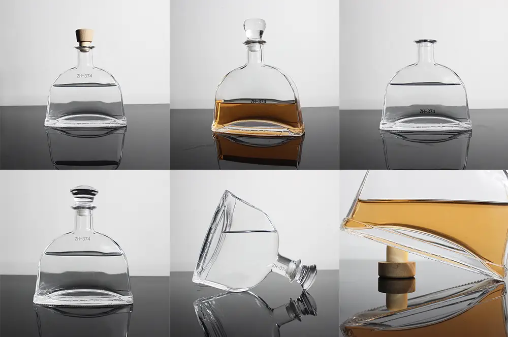 Flat Oval Shape XO Glass Bottle