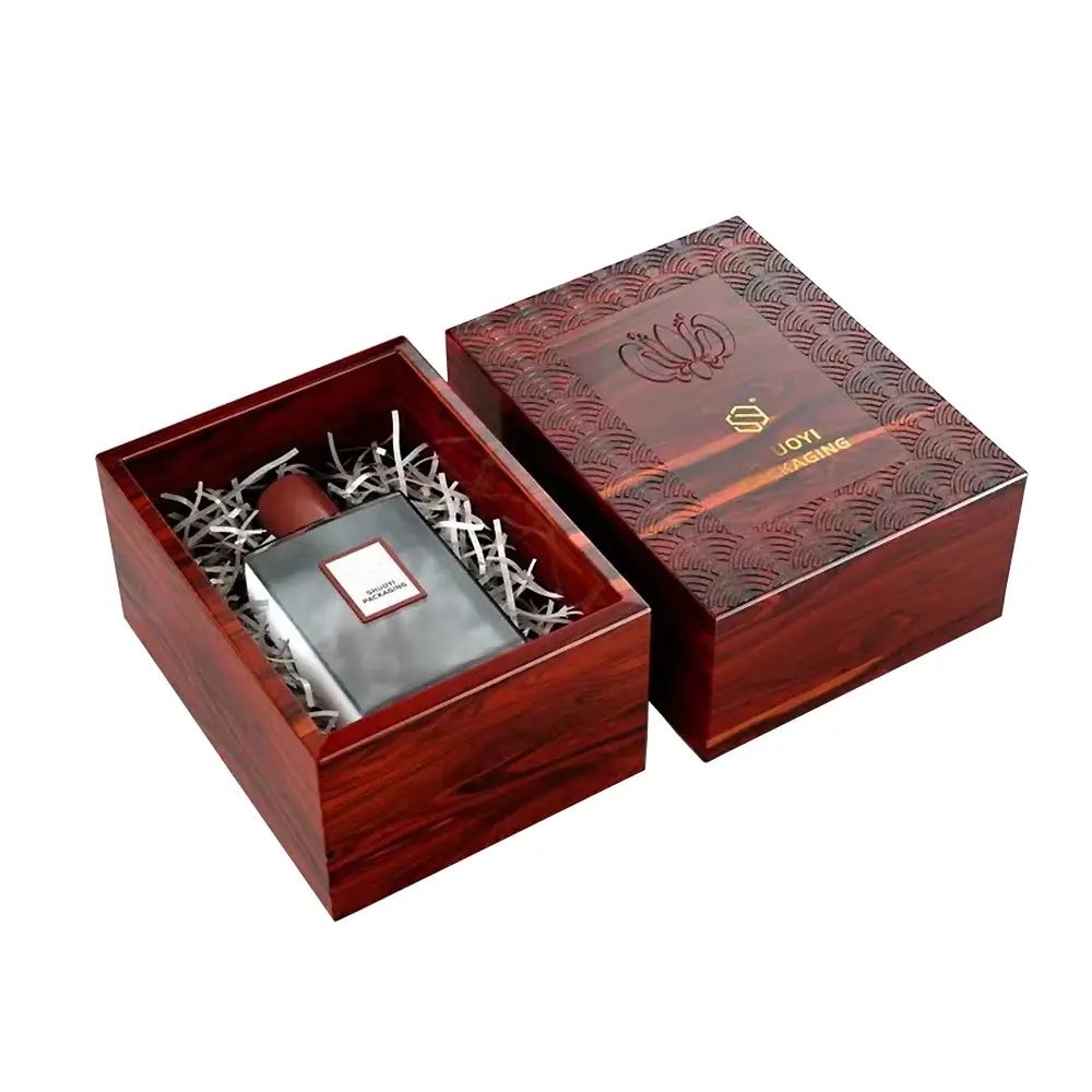 Carved Logo Solid Wood Perfume Box