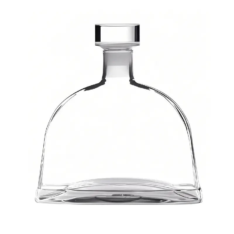 Flat Oval Shape XO Glass Bottle