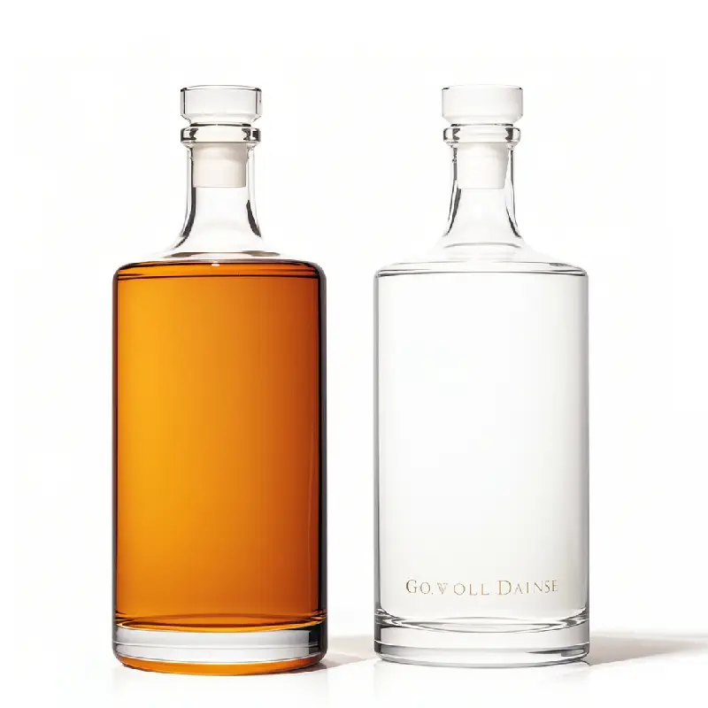 Flat Shoulder Vodka Rum Glass Bottle