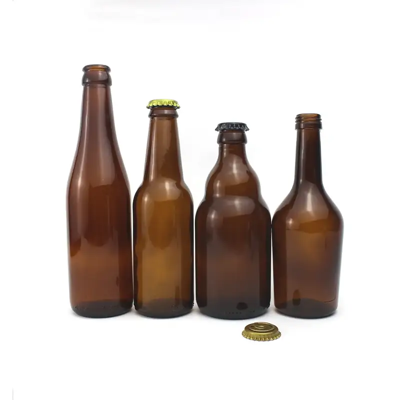Amber Brown Beer Glass Bottle