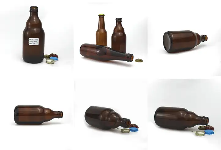 Amber Brown Beer Glass Bottle