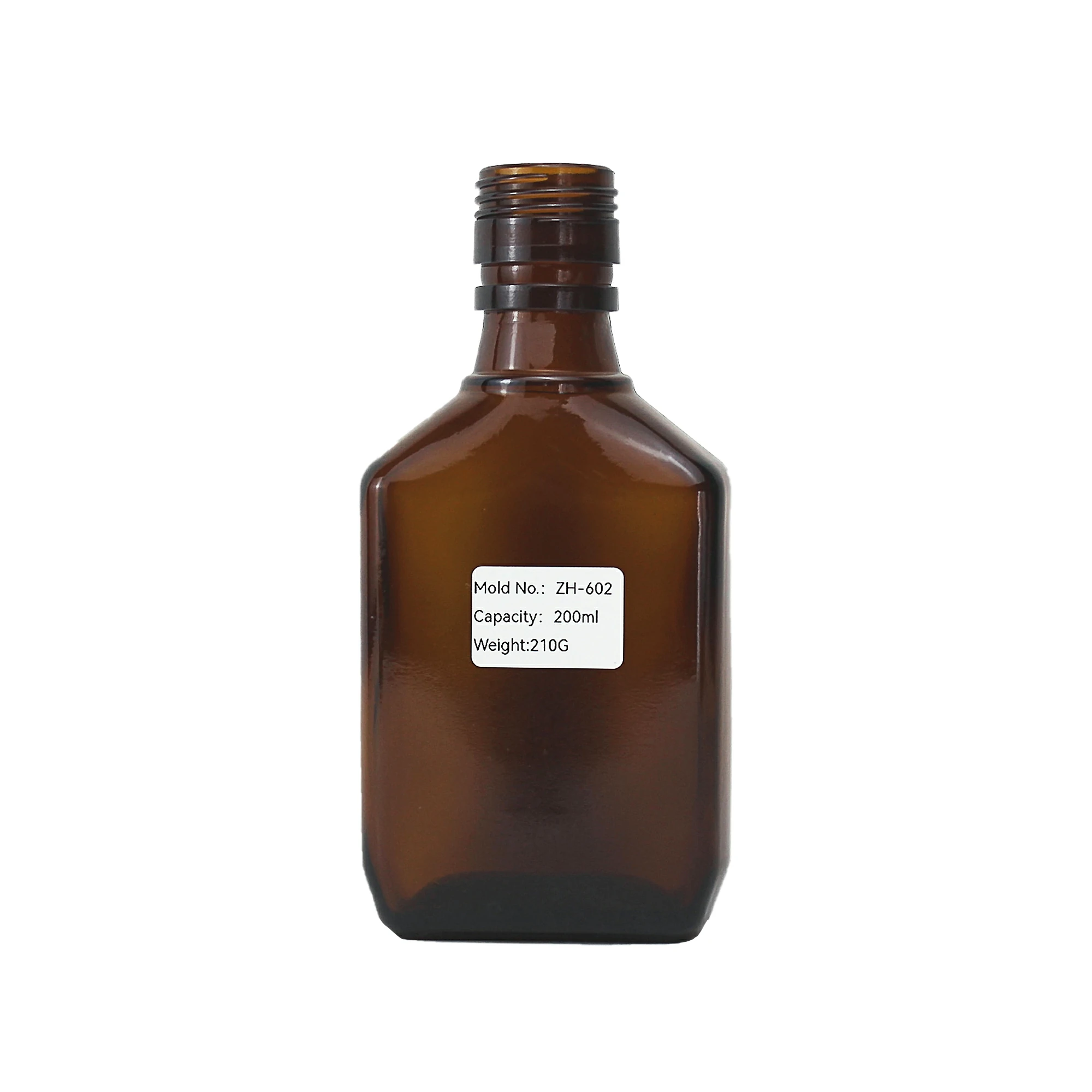 Customized Amber Glass Flat Rectangular Flask Liquor Bottle for Premium Spirits 200ml