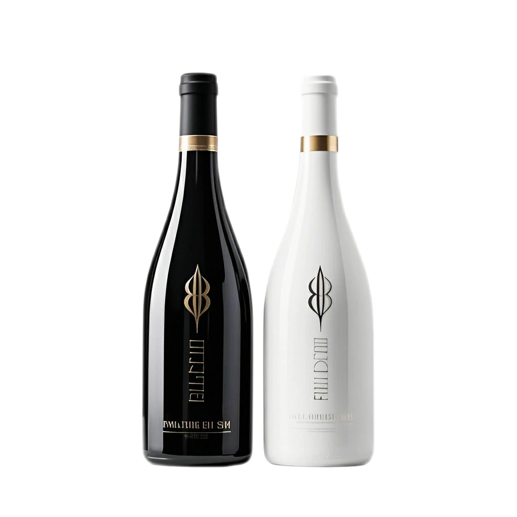 Elegant Black White Champagne Wine Glass Bottle With Label 750ml