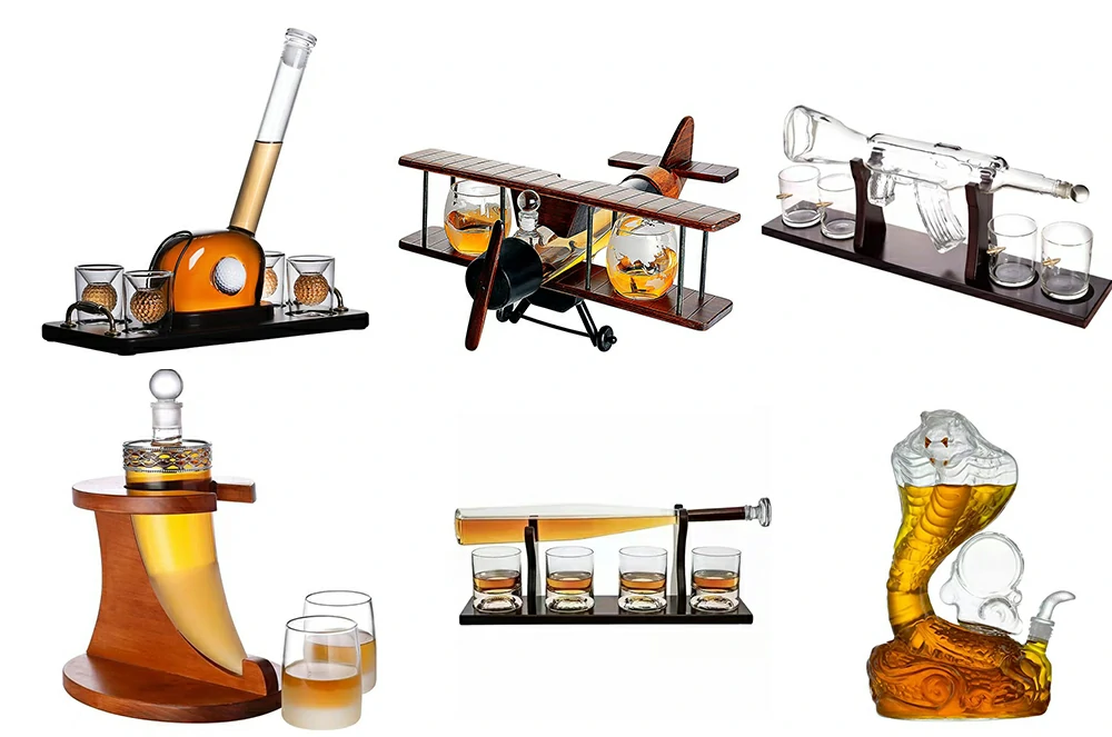 Unique Golf Whiskey Decanter Set with Glasses and Stand