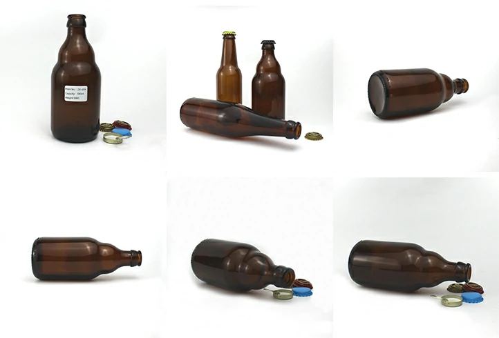 In Stock Empty Beer Glass Bottle With Crown Cap 330ml