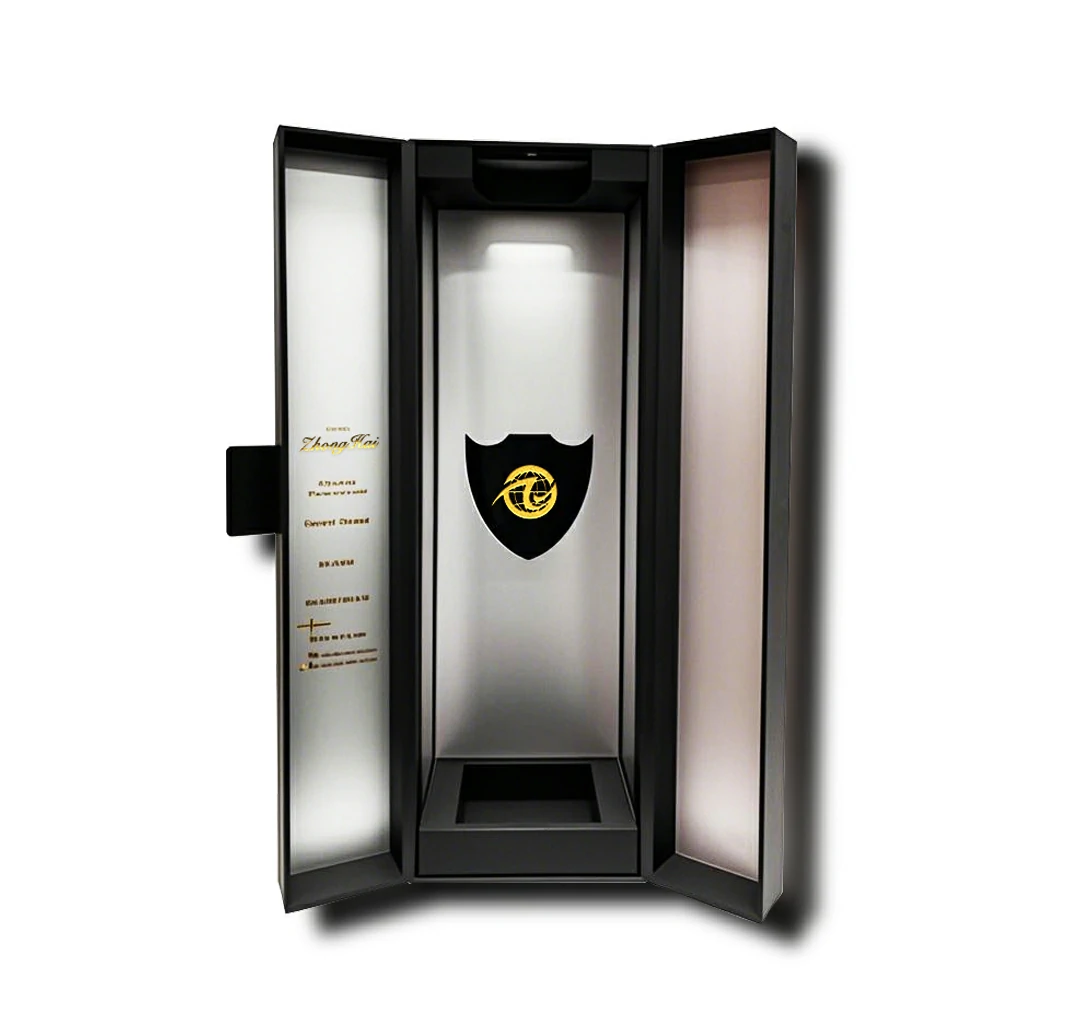 Custom High-end Black Double Open Liquor Wine Packaging Box
