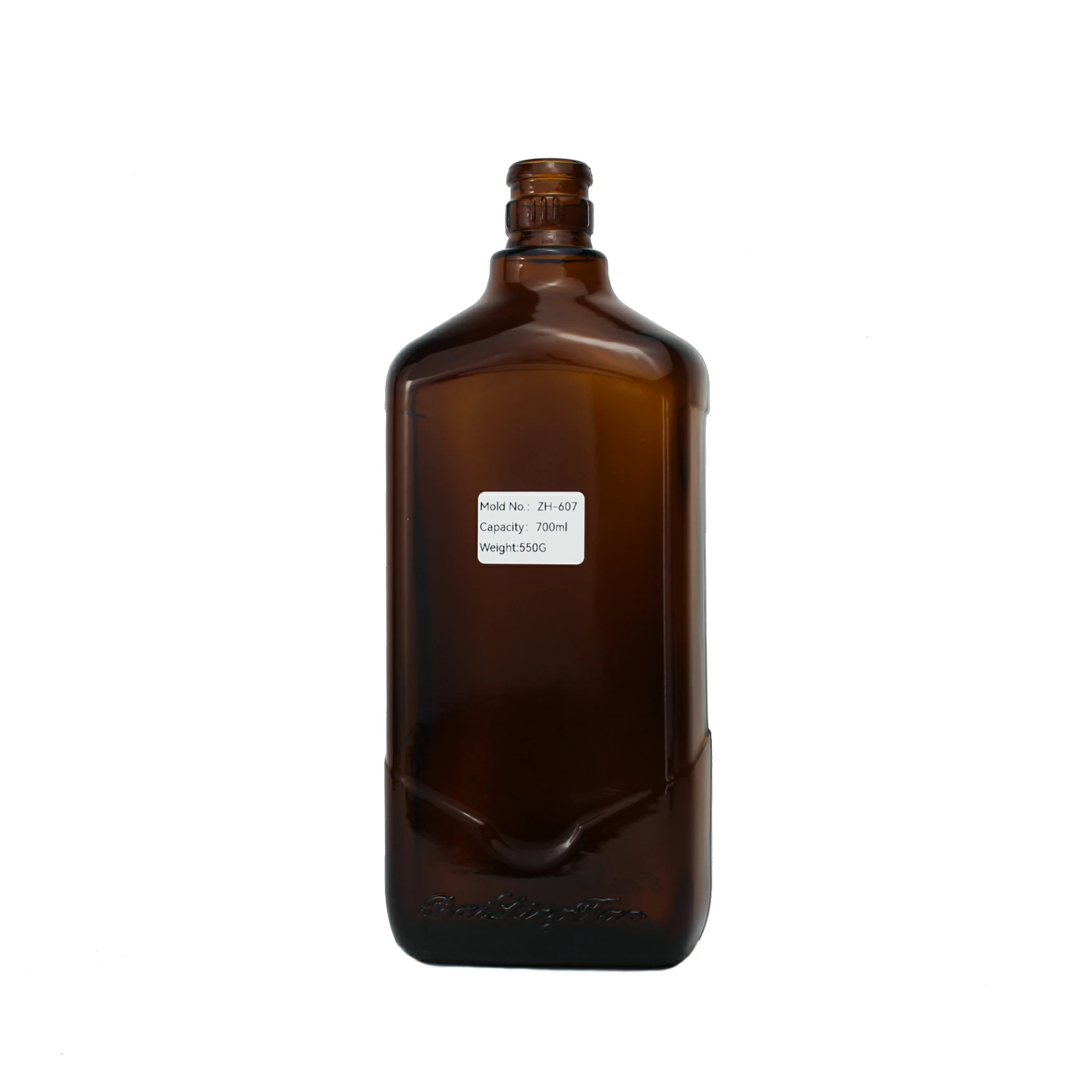 Customized Brown Amber Glass Rectangular Liquor Bottle 700ml