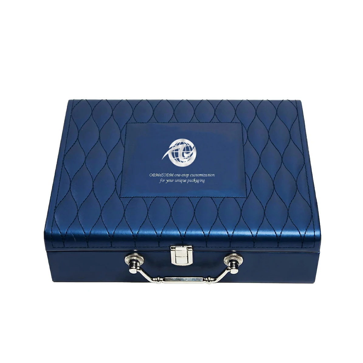 Luxury Blue Black Leather Jewelry Watch Box