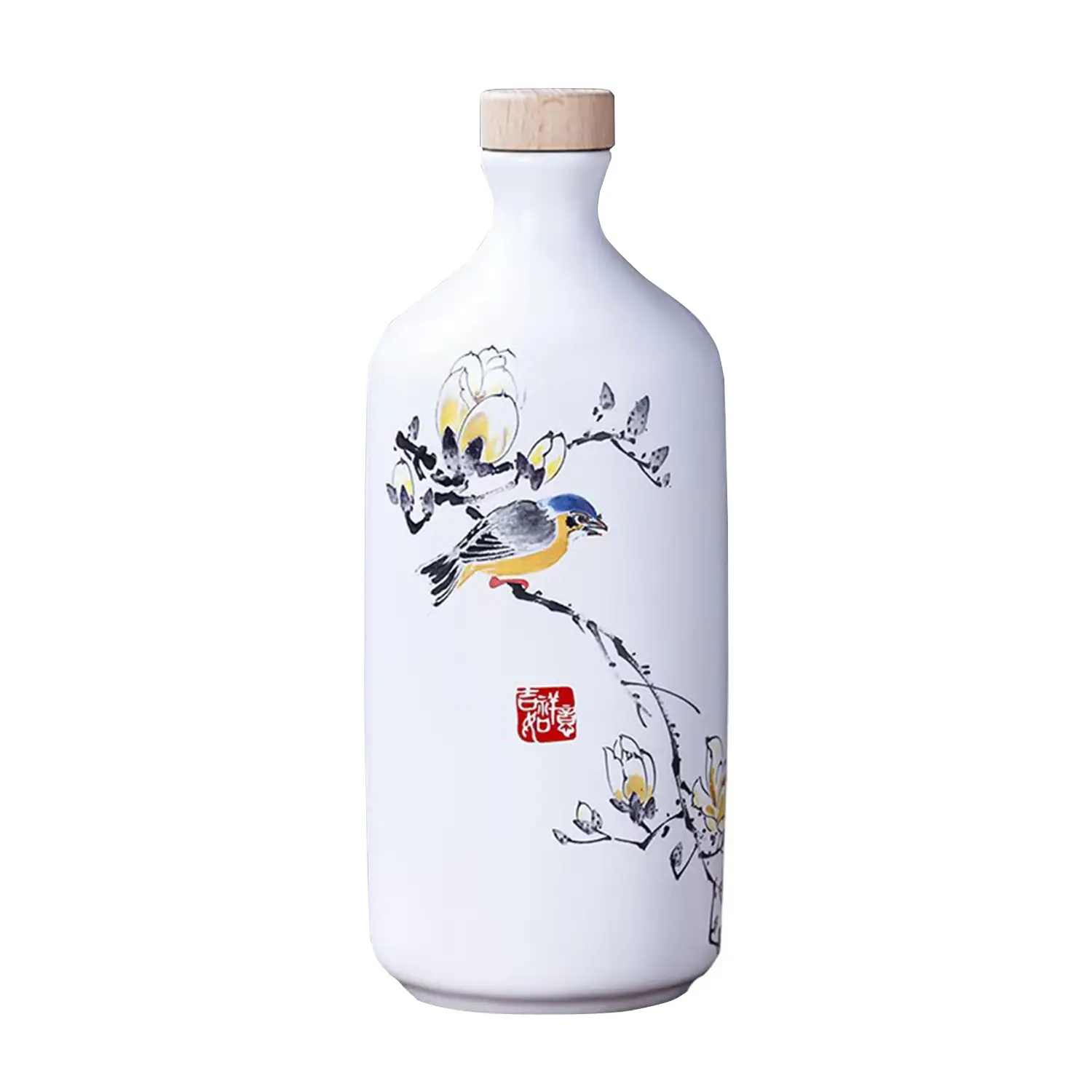 Printed Ceramic Liquor Spirits Bottle With Cork 500ml