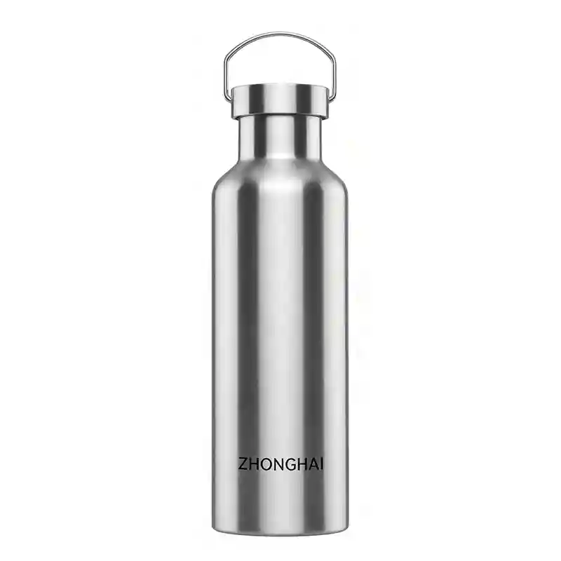 Food Grade 304 Stainless Steel Water Bottle for Cyclists Runners Hikers With Wide Mouth Lid