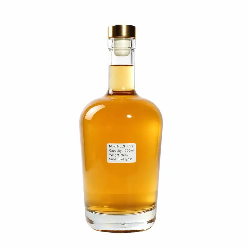 Exquisite Round Sturdy Labeled Super Flint Whisky Rum Glass Bottle With Cork 750ml (1) Exquisite Round Sturdy Labeled Super Flint Whisky Rum Glass Bottle With Cork 750ml