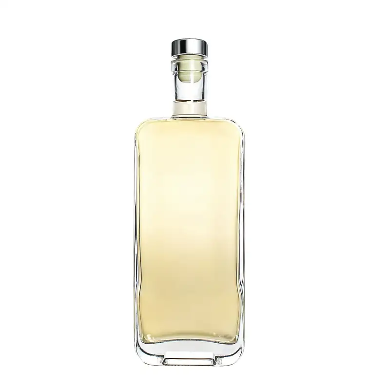 Food Grade Flat Square Glass Vodka Tequila Gin Bottle With Cork 500ml (1) Food Grade Flat Square Glass Vodka Tequila Gin Bottle With Cork 500ml