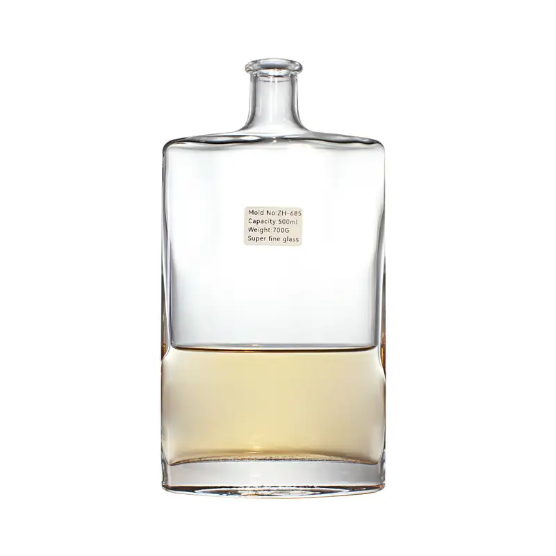 Retro Flat Hip Flask Liqueur Brandy Whisky Glass Bottle 500ml (1) Retro Flat Hip Flask Liqueur Brandy Whisky Glass Bottle 500ml