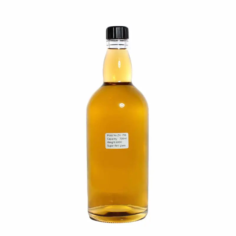 Wholesale Round Transparent Crystal Flint Liquor Whisky Rum Glass Bottle With Screw Cap 700ml (2) Wholesale Round Transparent Crystal Flint Liquor Whisky Rum Glass Bottle With Screw Cap 700ml