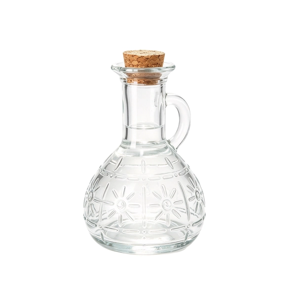 Embossed Transparent Bormioli Rocco Olivia Glass Olive Oil Vinegar Glass Bottle With Handle 200ml