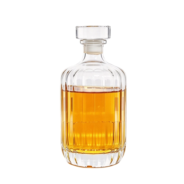 Fancy Cylindrical Vertical Stripes Transparent Gin Glass Bottle 500ml