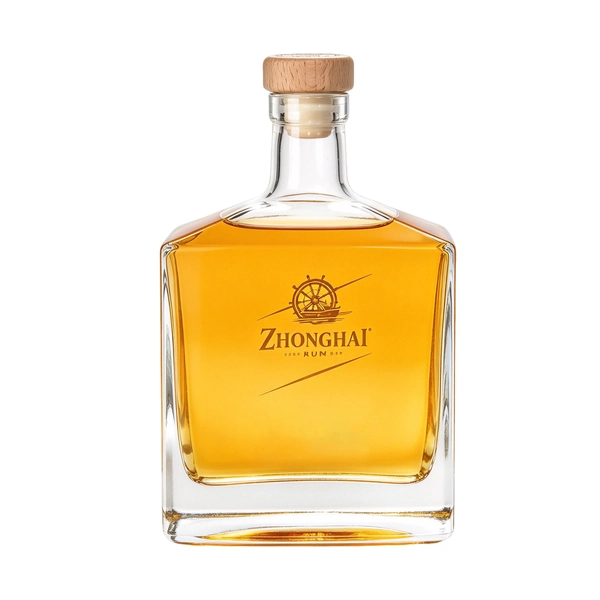 High-clarity Extra Flint Square Heavy Base Whisky Brandy XO Glass Bottle with Screen Printed Logo 700ml